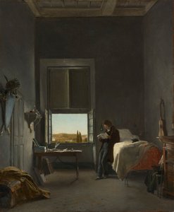 Der Künstler in seinem Zimmer in der Villa Medici, Rom von Léon Cogniet