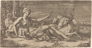Diana ruht von Léon Davent after Francesco Primaticcio