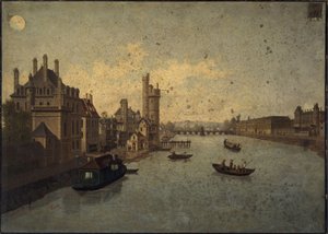 Hôtel de Conti, Tour de Nesle, Louvre, vom Pont-Neuf aus gesehen von Léon Rolla
