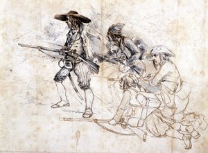 Soldaten Chouans - Zeichnung von Léonce Pepetit, B.M. de Dinan