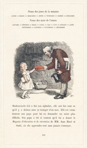 Mademoiselle Lili kann lesen, Seite 40 - Alphabet von Mademoiselle Lili, von L. Froelich und einem Vater (Hetzel selbst). Bibliotheque & Magasin d