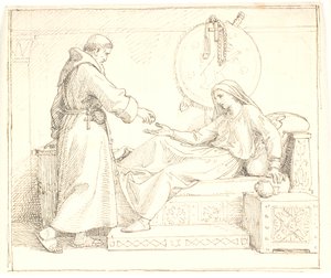 Der Hungertod von Königin Thyre nach Olavs Fall bei Svolder von Lorenz Frølich