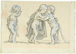Vignette mit Kindern, die Abschied nehmen
