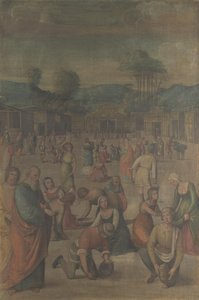 Die Israeliten sammeln Manna aus der Geschichte von Moses, nach 1508