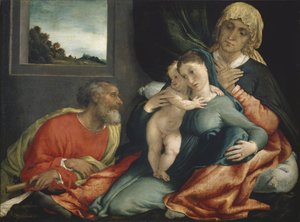 Heilige Familie mit den Heiligen Anna und Joachim, 1535? von Lorenzo Lotto