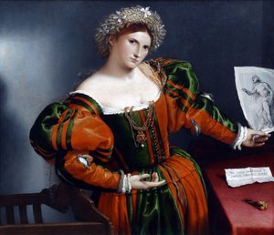 Porträt einer Frau inspiriert von Lucretia von Lorenzo Lotto