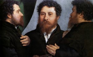 Dreifachporträt eines Goldschmieds (Bartolomeo Carpan?) von Lorenzo Lotto