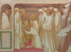 Der heilige Benedikt nimmt Heilige in den Orden auf von Lorenzo Monaco