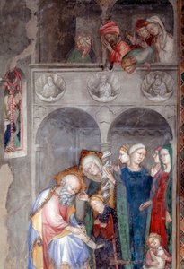 Erzengel Gabriel kündigt Zacharias und Elisabeth die Geburt von Johannes dem Täufer an, (Detail) von Lorenzo Salimbeni