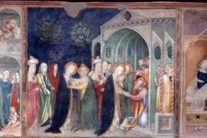Die Heimsuchung Mariens bei St. Elisabeth und St. Zacharias (Fresko) von Lorenzo Salimbeni