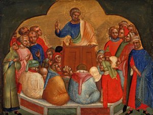 Apostel Petrus predigt (Predella-Panel) von Lorenzo Veneziano