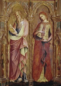 Johannes der Evangelist und Maria Magdalena - Detail des Polyptychons der Verkündigung (1357, Tempera und Blattgold auf Holz) von Lorenzo Veneziano