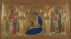 Die Madonna der Demut mit den Heiligen Markus und Johannes