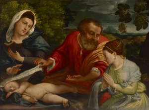 Die Heilige Familie mit einer Donatrix als Heilige Katharina von Alexandria, ca. 1540-1545 von Lorenzo attr. to Lotto