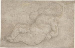 Studie für ein liegendes Christuskind von Lorenzo di Credi (attributed to)