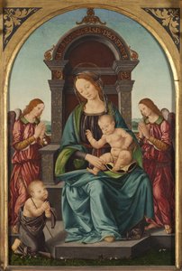 Madonna mit Kind, dem kleinen Johannes und Engeln von Lorenzo di Credi