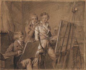 Drei junge Künstler in einem Atelier von Louis Leopold Boilly