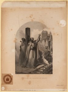 Supplice de Jacques de Molay, graviert von Jean-Charles Pardinel von Louis (after) Marckl