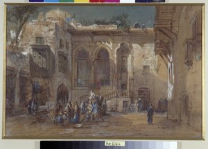 Ein lebhafter Platz in Kairo, Ägypten von Louis Amable Crapelet