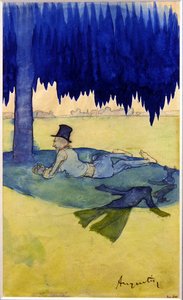 Mann, der sich unter einem Baum schützt von Louis Anquetin