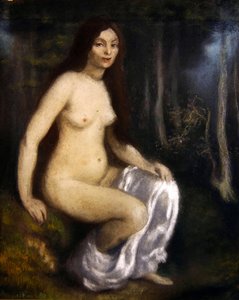 Junge Frau, die in einem Wald sitzt von Louis Anquetin