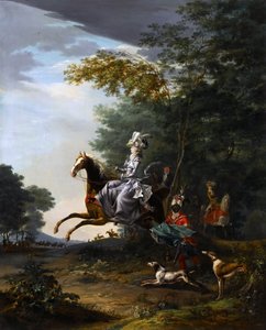 Marie-Antoinette auf der Jagd mit Hunden von Louis Auguste Brun de Versoix