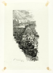 Apfelmarkt, gesehen von der Pont Louis-Philippe, Platte sieben aus Le Long de la Seine et des Boulevards
