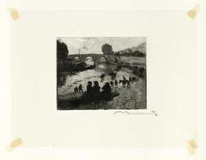 Der Pferdeteich am Pont Marie, Platte zehn aus Le Long de la Seine et des Boulevards von Louis Auguste Lepère