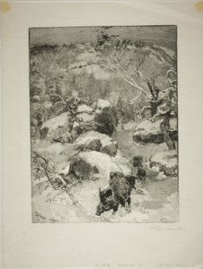 Winter: Cuvier-Châtillon-Klippe von Louis Auguste Lepère