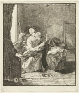 Mutter mit schlafendem Kind am Fenster von Louis Bernard Coclers