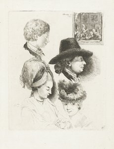 Studienblatt mit Porträts von Louis Bernard Coclers und seiner Familie
