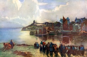 Tenby Castle und Hafen, Pembrokeshire, Wales, 1924-1926 von Louis Burleigh Bruhl