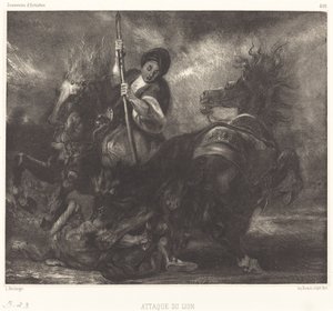 Angriff des Löwen von Louis Candide Boulanger