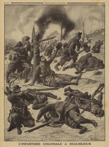 Französische Kolonialinfanterie kämpft bei Beausejour, Erster Weltkrieg von Louis Charles (after) Bombled