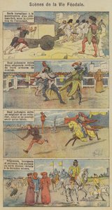 Szenen aus dem feudalen Leben (Farblithografie) von Louis Charles (after) Bombled