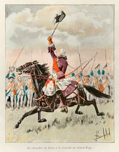 Der Chevalier de Levis (Francois Gaston de Levis 1719 - 1787) in der Schlacht von Sainte Foy im Jahr 1760 gegen die Engländer; Eugene Guenins Geschichte von Neufrankreich - 1900 - Sammlung, Teil von Louis Charles Bombled