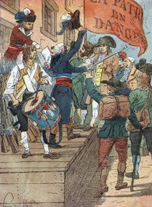 Französische Revolutionskriege: Freiwillige Einberufungen nach den Niederlagen Frankreichs im Krieg zwischen revolutionärem Frankreich und konterrevolutionären Monarchien, die französische Versammlung proklamiert die Gefahr für das Vaterland, 22. Juli 1792