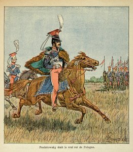 Der Marschall Jozef Antoni Poniatowski vor seinen Truppen, aus dem Buch „The Memorial of Saint Helene“ von Graf Emmanuel de Las Cases