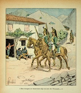 Illustration von Louis Bombled aus dem Buch „Das Memorial von Saint Helene“ von Graf Emmanuel de Las Cases: Französische Truppen während des Spanischen Krieges von Louis Charles Bombled