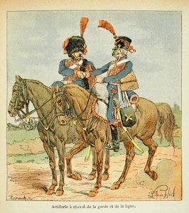 Illustration von Louis Bombled aus dem Buch „Das Memorial von Saint Helene“ von Graf Emmanuel de Las Cases: Artillerie zu Pferd der Garde und der Linie von Louis Charles Bombled