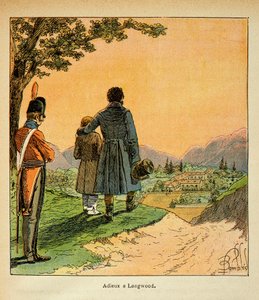 Illustration von Louis Bombled aus dem Buch „Das Memorial von Saint Helene“ von Graf Emmanuel de Las Cases: Abschied von Las Cases und seinem Sohn in Longwood von Louis Charles Bombled