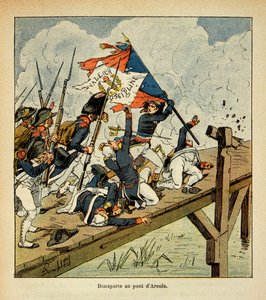 Illustration von Louis Bombled aus dem Buch „Das Memorial von Saint Helene“ von Graf Emmanuel de Las Cases: Bonaparte an der Brücke von Arcole von Louis Charles Bombled