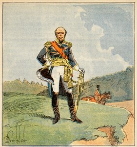 Illustration von Louis Bombled aus dem Buch „Das Memorial von Saint Helene“ von Graf Emmanuel de Las Cases: Porträt von Marschall Louis Nicolas Davout, Herzog von Auerstaedt, Prinz von Eckmuhl, Private Sammlung von Louis Charles Bombled