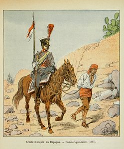 Illustration von Louis Bombled (1862-1927) aus dem Buch „Das Memorial von St. Helena“ von Graf Emmanuel de Las Cases (1766-1842): Französische Armee in Spanien: Lanzier-Gendarm 1811 von Louis Charles Bombled
