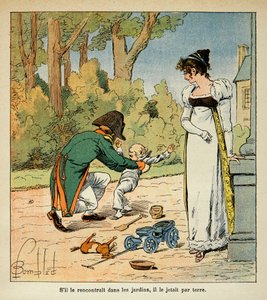 Illustration von Louis Bombled (1862-1927) aus dem Buch „Das Memorial von St. Helena“ von Graf Emmanuel de Las Cases (1766-1842): Napoleon spielt mit seinem Sohn in Anwesenheit von Marie Louise von Louis Charles Bombled