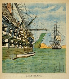 Illustration aus dem Buch „The Memorial of Saint Helene“ von Graf Emmanuel de Las Cases: Ankunft Napoleons auf Sainte Helene am 15. Oktober