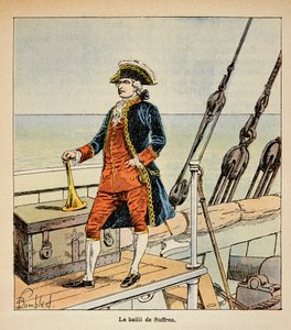 Illustration aus dem Buch „The Memorial of Saint Helene“ von Graf Emmanuel de Las Cases: Porträt von Pierre Andre de Suffren, bekannt als der Bailli de Suffren, Vizeadmiral von Louis Charles Bombled