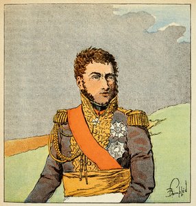 Illustration von Louis Bombled aus dem Buch „Das Memorial von Saint Helene“ von Graf Emmanuel de Las Cases: Porträt des Marschalls Louis Gabriel Suchet, Herzog von Albufera von Louis Charles Bombled