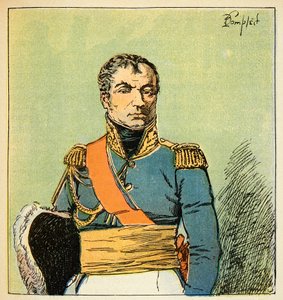Illustration von Louis Bombled aus dem Buch „Das Memorial von Saint Helene“ von Graf Emmanuel de Las Cases: Porträt des Marschalls Nicolas Charles Oudinot, Herzog von Reggio von Louis Charles Bombled