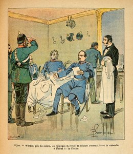 Die Ost-Armee von Eugene Sergeant, illustriert von Louis Bombled: General Werder zerschlägt Geschirr im Hotel de la Cloche von Louis Charles Bombled